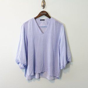 Gayak Stripped Blouse Blue 2XL